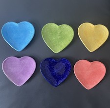 Maryse Boxer Lot of 6 Plates Hand-Painted Heart-Shaped Honiton England EUC