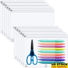 Clear Pencil Pouches 3 Ring Binder Durable Waterproof Zippered Storage Solutions
