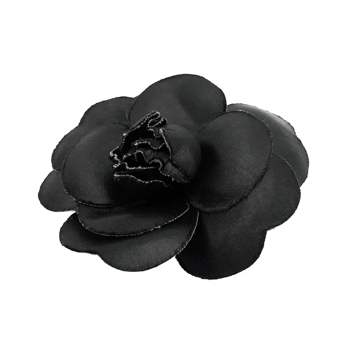 CHANEL サテン黒花型ブローチ CHANEL シャネル 花モチーフのブローチ