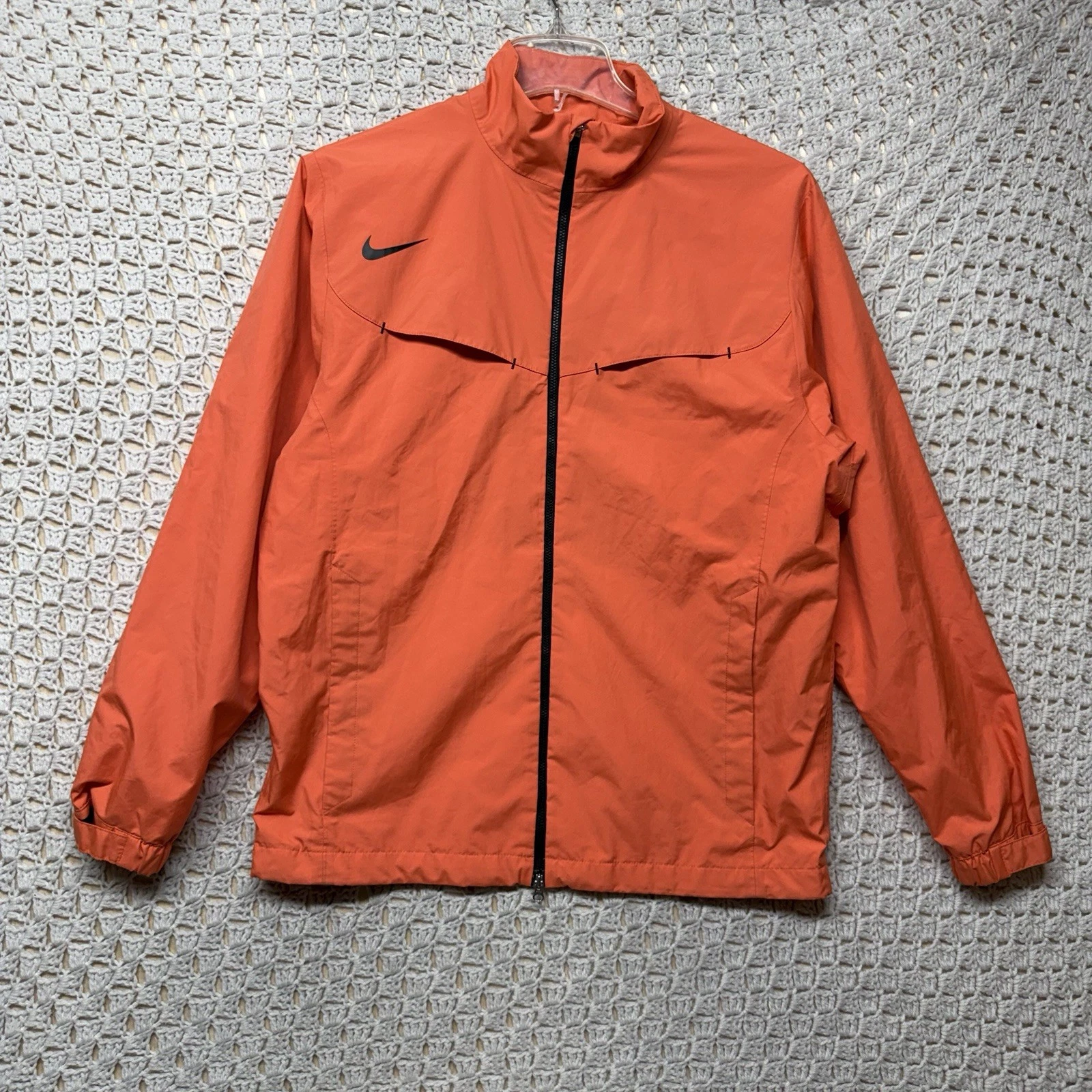 Nike Golf Storm-Fit Jacket Men’s Size M Orange 2-way Full Zip Vented Pockets