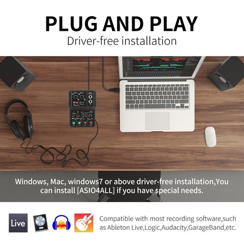 Interface Audio USB + Alimentation Fantôme 48V Avec Fiche de Microphone de 35... - Photo 5/8