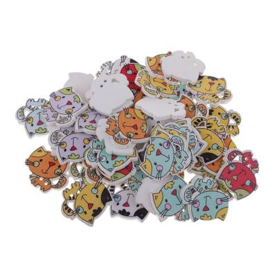 50 Stück verschiedene Farben Holzknöpfe 2 Löcher für Scrapbooking