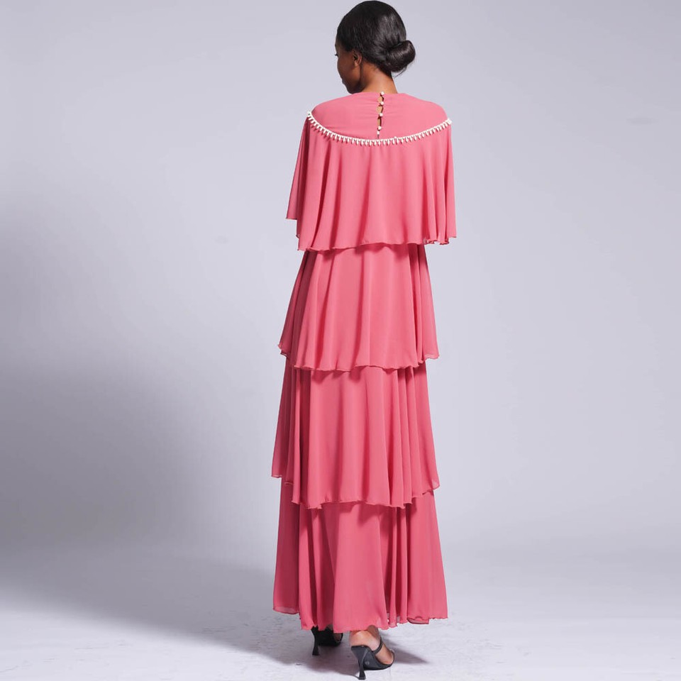 Elegant Puff Sleeve Elastic Cuff Lace-up Kaftan Tunic Muslim Women Maxi Dress main image 0