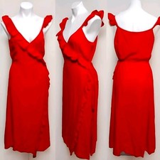 Madewell Ruffled Faux Wrap Maxi Dress Size 6 Tassel Tie V-Neck Boho Chic Resort