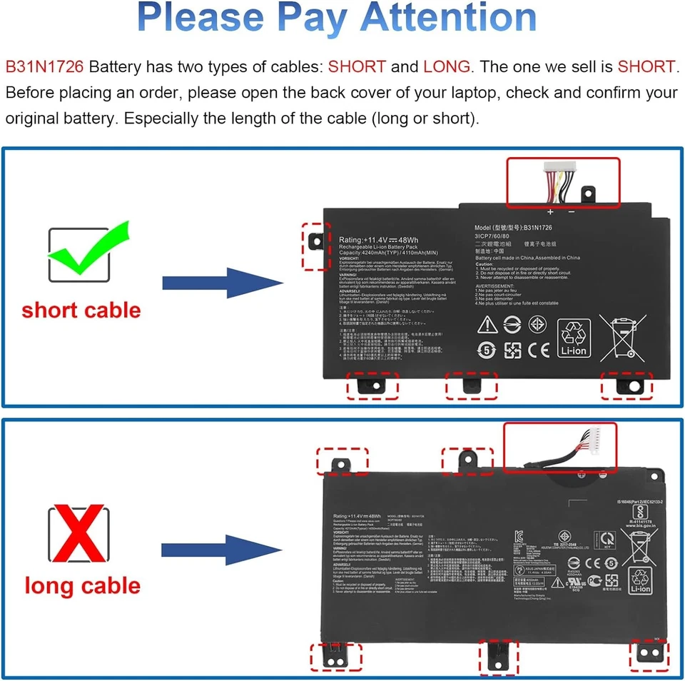 New  B31N1726 Battery For ASUS ROG Strix G15 G512 G512LI G531 G531G FX86 - Image 3 of 4