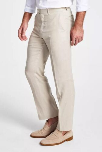 New Mens Lauren Ralph Lauren Classic Fit UltraFlex Tan 100% Linen Pants 31 x 32