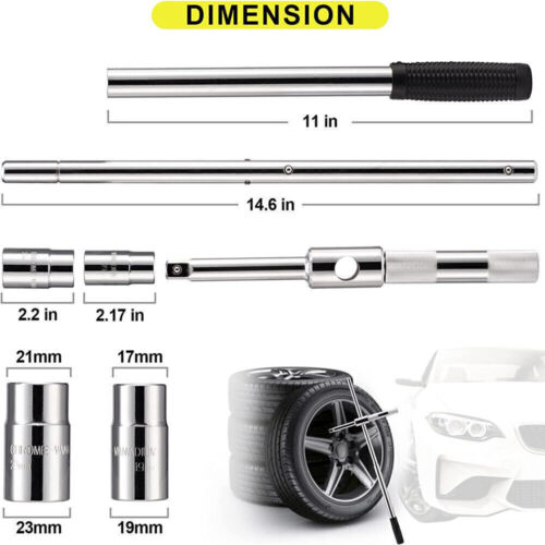 23" Universal Extended Lug Wrench With 4 Way Tire Iron Nut Wrench Set W/Socket. - Picture 7 of 10
