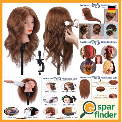 Frisierkopf Übungskopf Echthaar 18 Zoll - DIY Haare Set