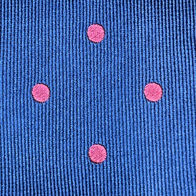 T.M LEWIN MARINEBLAUE & ROTE REPP GEWEBTE GEPUNKTETE KRAWATTE HANDGEFERTIGT IN SEIDE (WERT £55,00) Y5