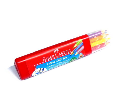 Faber Castell Grip 2001 Set Plastic Case 10 Colour Pencils 112411 PB566 - Picture 1 of 1