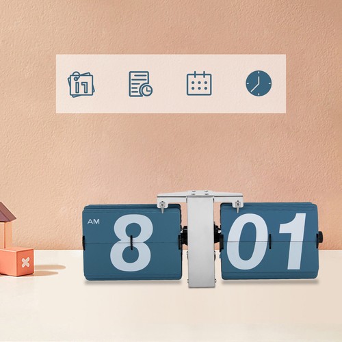 Digital Flip Desk Clock, Classic Auto Flip Clock Shelf Clock, Battery Powered