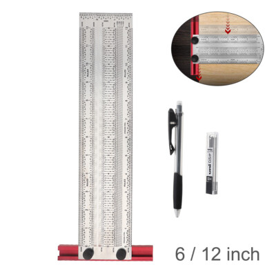 1x 6/12inch Precision Marking T Rule Woodworking T Square Ruler with Marking Pen