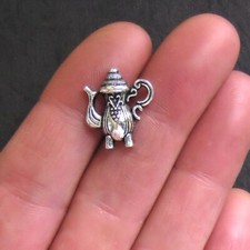 6 Teapot Charms Antique Silver Tone - SC368