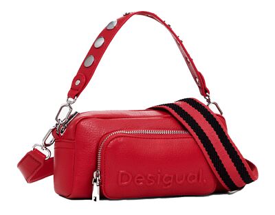 Desigual Half Logo Prad Crossbody Bag Umhängetasche Tasche Carmine rot Neu