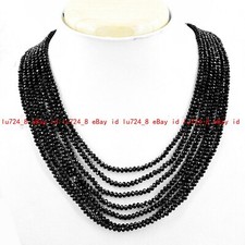 7 Rows Natural Faceted 3mm Black Spinel Round Gemstone Beads Necklace 18-25'' AA