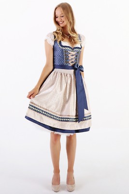 New Krüger collection dirndl Jaen, royal blue-cream, 60 cm, elegant, last size 34 redu