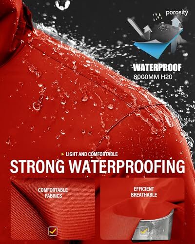 iCreek Rain Suit Waterproof Jacket and Trouser Suit Raincoat for Men Medium Red - Picture 3 of 7
