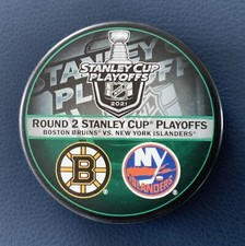 2021 NHL Stanley Cup Round 2 Dueling Puck Boston Bruins vs New York Islanders