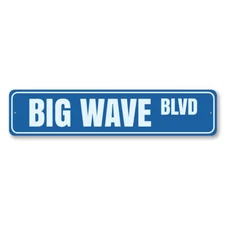 Big Wave Blvd Sign, Custom Beach Street Sign, Ocean Lover Aluminum Metal Decor