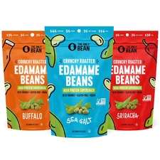 The Only Bean Crunchy Dry Roasted Edamame Beans (Variety Pack), Low Carb Keto He