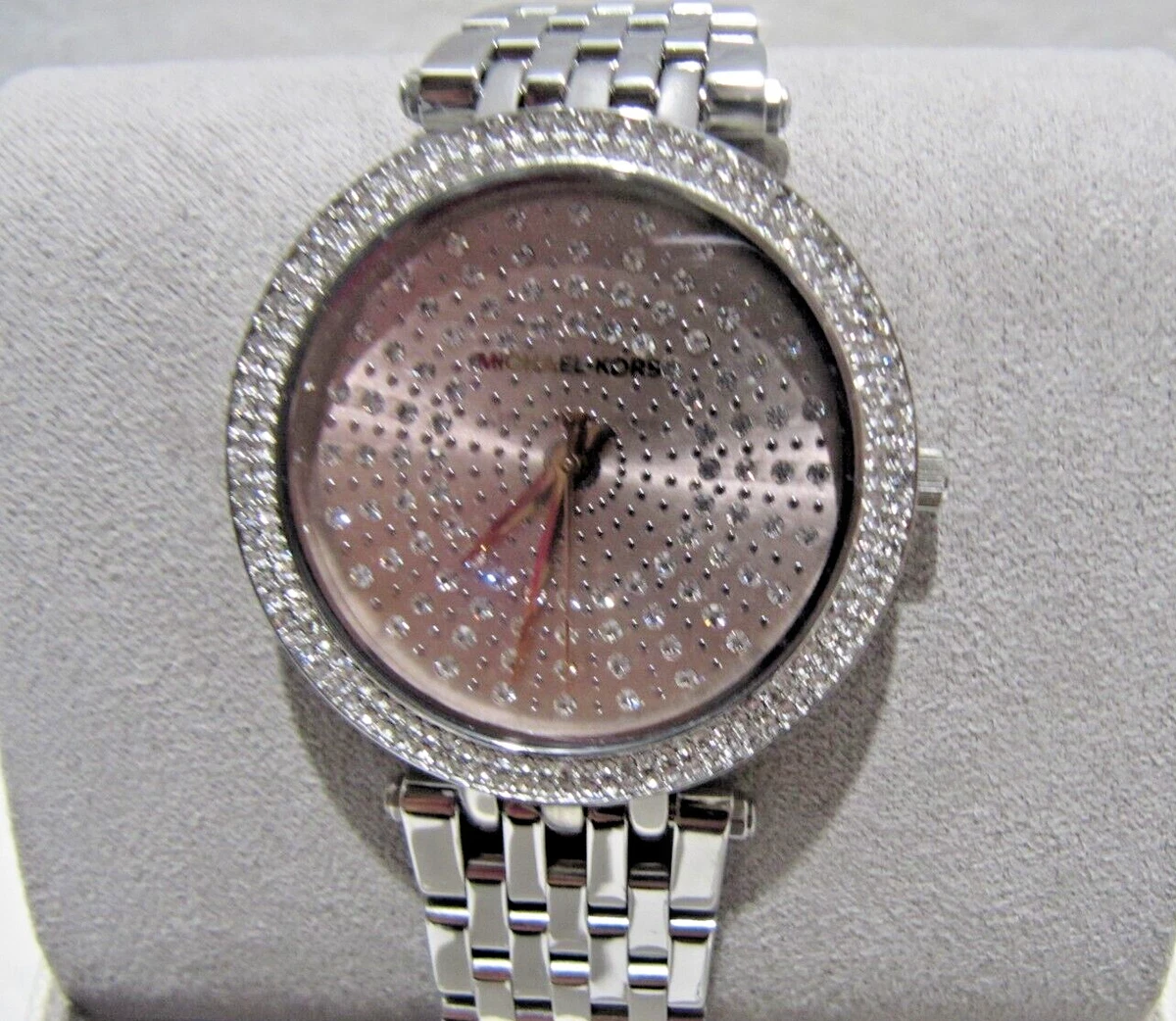 Michael Kors New MK4407 Darci 3 Hand Watch Pink Crystals Dial