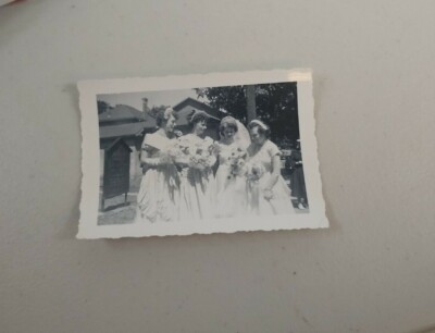 Vintage bride bridal photo bridesmaids Black & White picture 