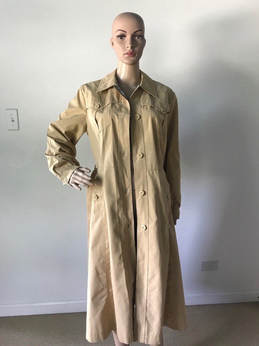 Vintage 1960's Classic Beige Cotton Blend Trench Coat Belted