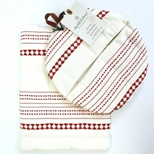 Hearth & Hand with Magnolia 2Pc Woven Jacquard Stripes Potholder Set Chalk Red