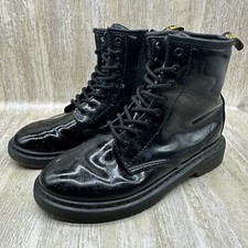 Dr. Doc Martens 1460 Black Patent Leather Cosmic Glitter Sparkle Boots Kids 3