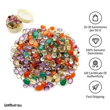 Mixed Wholesale Gemstones, 100 Natural Semi-Precious Loose Gems, 4-8mm
