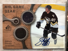 2005/06 UD SP GAME USED NHL GAME GEAR SIDNEY CROSBY ROOKIE AUTO JERSEY /10 BGS 9