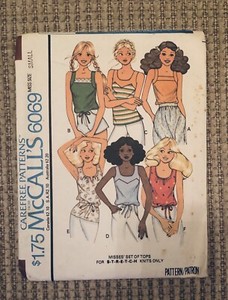 McCalls Sewing Pattern 6069 Misses Stretch Knit Tops SMALL Size 10-12 UC FF