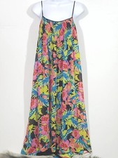 Loft Med Sheer Lined Floral Adjustable Spaghetti Straps Midi Pleated Sundress