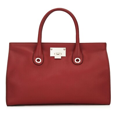 New Jimmy Choo *Riley* Red Grainy Calf Leather Tote Cross-body