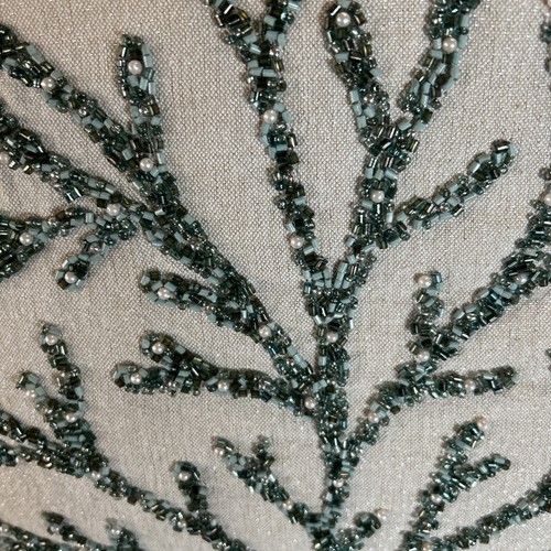 Coastal Collection Beaded PIllow Decorative Beach Turquoise Beige New w/Tag - Picture 8 of 10