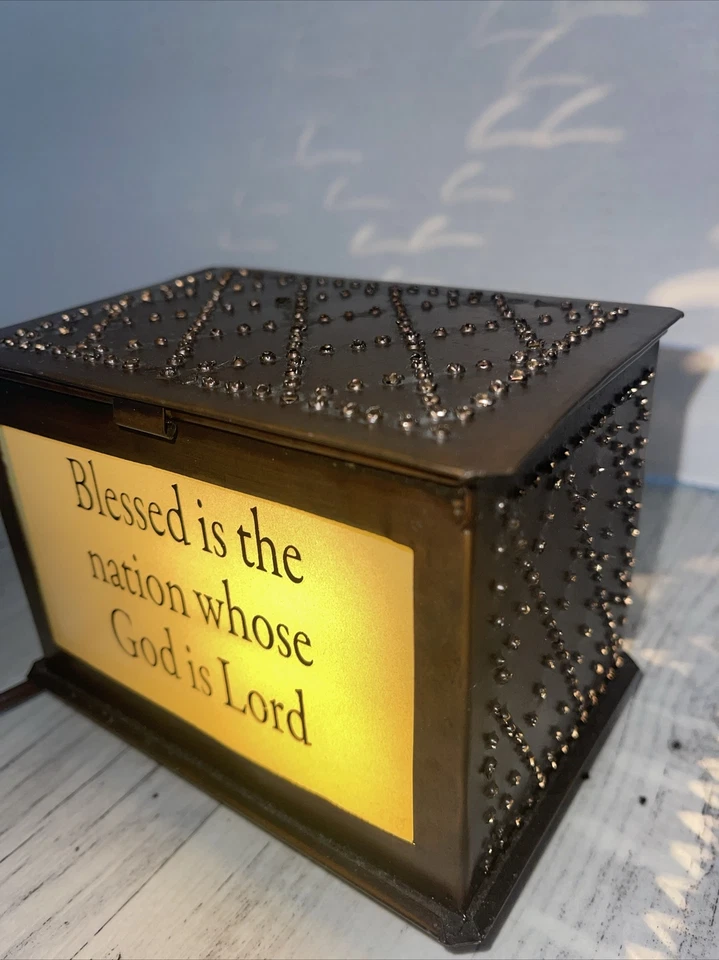 Punched Art Tin Wax Warmer Religious Theme 5x4.5x3.5 Electric Vintage - Image 3 of 4