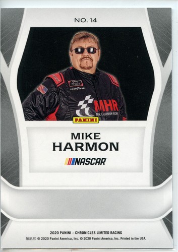 2020 Panini Chronicles Racing NASCAR Limited BLUE #14 Mike Harmon #36/199 - Picture 2 of 2