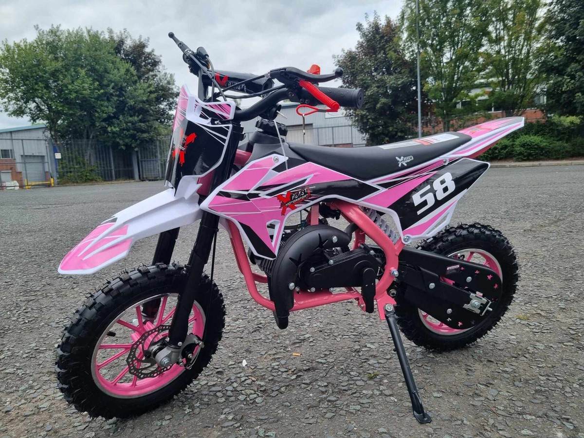 Mini Dirtbike Motorbike Motocross Scrambler Pink 49cc Stroke