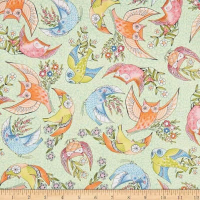 FreeSpirit Well Owl Be Flyers Green, Fabric,BTY
