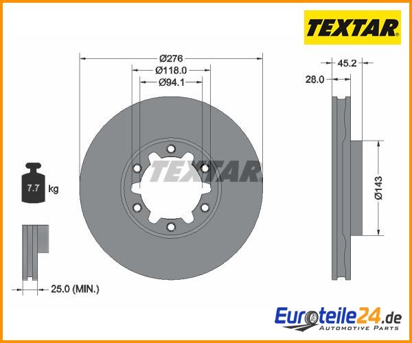 2 St. Bremsscheibe Pro Textar 92338603 FüR Nissan Cabstar-image