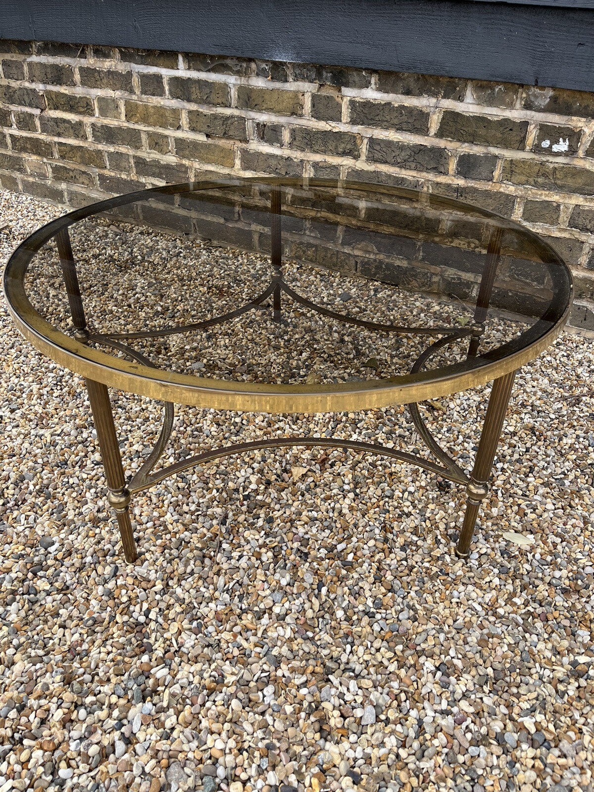 Vintage Round Brass & Glass Coffee Table eBay