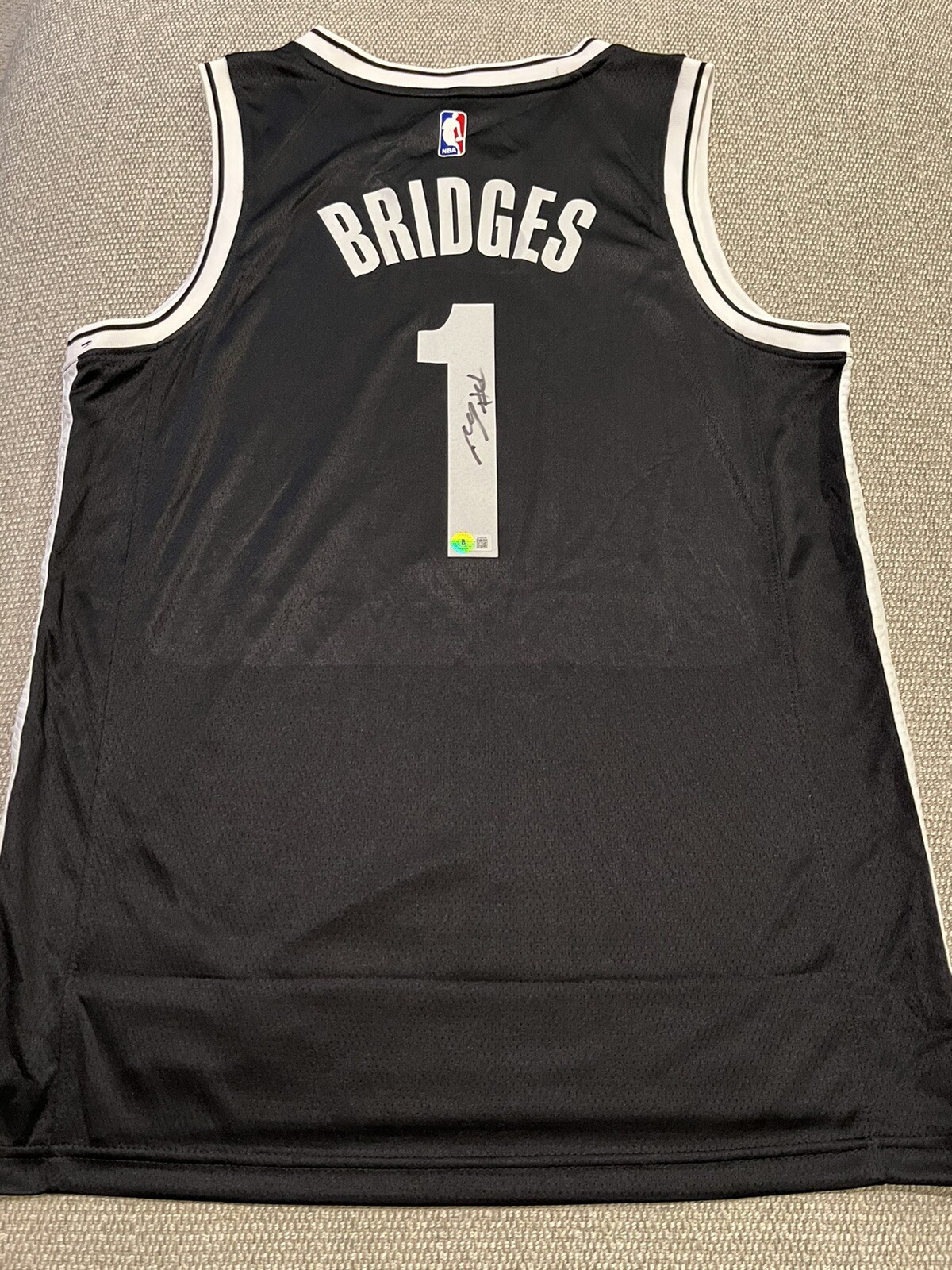 BECKETT COA MIKAL BRIDGES Signed Autographed Brooklyn Nets Basketball Jersey #1 