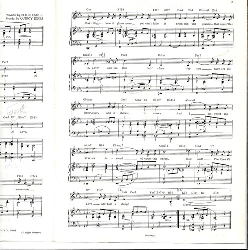 1967 QUINCY JONES FILM Sheet Music THE EYES OF LOVE from THE BANNING - Picture 3 of 4