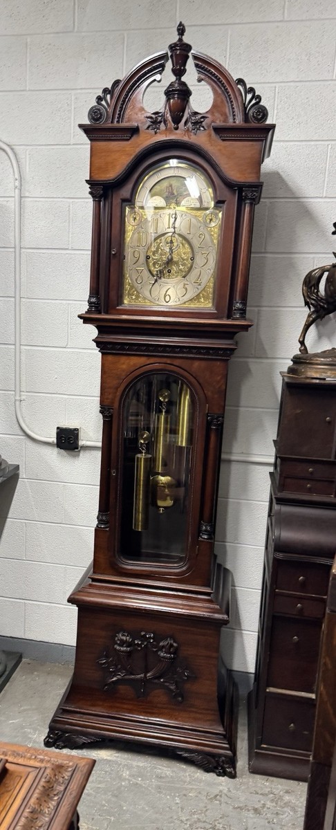 WALTER DURFEE CARVED MAHOGANY 9 TUBE GRANDFATHER CLOCK | eBay