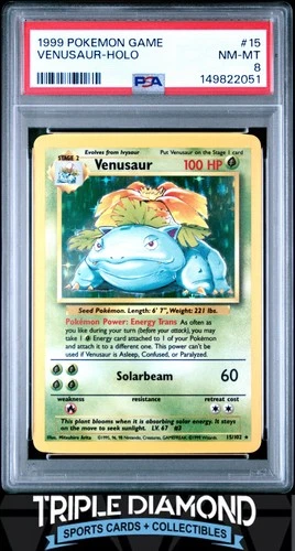 1999 Pokemon Game #15/102 Venusaur Holo PSA 8 NM-MT FDP115