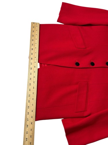 Vtg Chaus Wool Blazer Jacket Women Sz 10 Red Black Collar Buttons Military READ - Picture 12 of 13