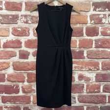 Banana Republic Dress Womens 0 Black White Mini Pin Polka Dot Pleated Zip Up