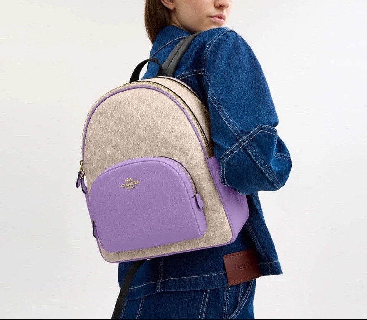 COACH CZ176 Court Backpack In Signature Canvas & Leather Sand/Iris