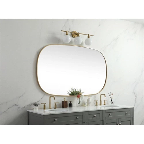 Elegant Decor Brynn 36x60" Oval Modern Metal Wall-Mounted Mirror in Brass - Picture 11 of 11