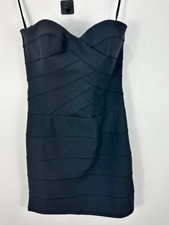 Laundry by Shelli Segal Bandage Dress Women 10 Black Strapless Bodycon Mini Zip